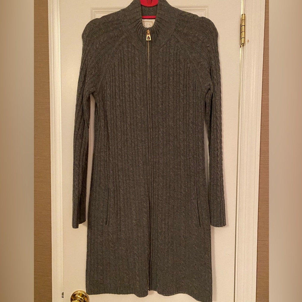 NWOT Sail to Sable grey sweater dress with gold zipper, Size S